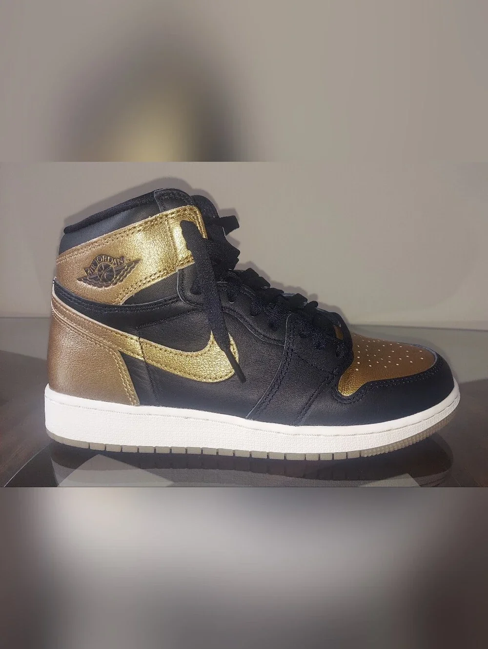 Nike Kids Black and Metallic Gold High-Top Sneakers